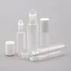 5 botellas de rodillos transparentes de 10 ml con bola de vidrio para botellas de vidrio de perfume de aceite esencial con tapas blancas Tamaño de viaje Vqkqn