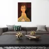 High Quality Amedeo Modigliani Painting Woman in White Coat Handmade Canvas Art Modern Restaurant Decor