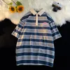 Männer Polos T-shirt Sommer Klassische Mode Vintage Gestreiften Körper Blume Logo Baumwolle Casual Revers Kurzarm Polo Shirt 2023