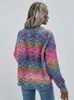 Camisolas Femininas Fitshinling Tie Dye Rainbow Sweater Feminino 2022 Outono Inverno Colorido Pulôver Feminino de Malha Tops Casual New Pull Femme L230718