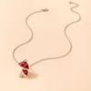 Łańcuchy Piękny wiśniowy naszyjnik wisiorek dla kobiet lśniąca kryminana złoty kolor colowy metalowy łańcuch biżuterii