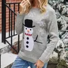 Kadın Sweaters Kadınlar Noel Çirkin Sweater Sonbahar Kış Kış Kadın O boyun boyunlu kardan Adam Kar Tanesi Örme Gömlek L230718