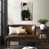 Figura femminile Astratta su tela Una giovane ragazza Amedeo Modigliani Dipinto Dipinto a mano Opera d'arte Arredamento camera da letto