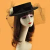 Berrette retrò donna velo fedora cappello per elegante affascinante jazz capk torta di maiale