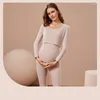 Women's Sleepwear Pregnant Women Autumn Winter Clothes Traceless Thick Thermal Pajama Set Embarazada Breastfeed Comfy Maternity Pregnancy