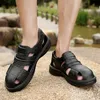 Sandalen Zomer Gesloten Teen Leer voor Mannen Outdoor Antislip Leisure Strand Schoenen Mode Ademend Licht mannen Wedge 230718