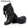 2023 New Winter Women Buckle Motorcycle Boots British Style Gothic Punk Low Heel Black Botas Mujer Shoe Plus Size L230704