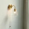 Wall Lamps Glass LED Bathroom Mirror Light Pull Chain Switch Bedroom Home Lighting Nordic Copper Lamp Sconce Luminaria