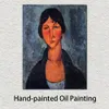Nowoczesna figura sztuka płótna Niebieska bluzka Amedeo Modigliani słynne malowanie ręcznie malowane dzieła sztuki do dekoracji salonu