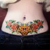 5/8/10/22/25Pieces Huge Flower Totem Waist Belly Cover Scars Stretch Marks Big Picture Waterproof Lasting Female Tattoo Stickers