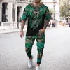 Men's Tracksuits Summer Tracksuit For Men Vintage Print T-Shirt Trousers Set Fashion Casual Suit Stylish Streetwear Male Outdoor Clothing