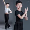 Costume de danse latine pour enfants, ensemble de Performance, pantalon de robe d'entraînement de Tango standard pour garçons