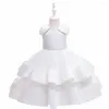 Vestidos de niña, vestido de princesa para niñas, vestido de baile con lazo y cuentas para niños para fiesta, boda, verano, malla sin mangas, ropa para niños pequeños y adolescentes