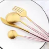 Dinnerware Sets Mint Gold 24Pcs Cutlery Set Matte Western Knives Flatware Fork Spoon Stainless Steel Silverware Kitchen Tableware