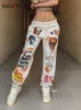 Pantaloni da donna Capris Insta Women Sweat Pant Harajuku Cartoon Pantaloni stampati Jogger Coulisse Cargo Pant Streetwear Casual Sweatpant Autunno 230717