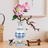 Blocks 609pcs Flower Building Blocks Peach Blossom Plant Blue and White Porcelain Bonsai DIY Model Home Decoration Children's Toy Gift R230718