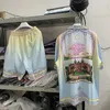 Mens Casual Shirts SS Castle Island Patroon Casablanca Shirt Hoge Kwaliteit Aloha shirt Tshirt Gymnasium y2k 230718