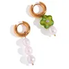Boucles d'oreilles bohème perle d'eau douce perlée fleur pour femmes été bord de mer vacances bijoux accessoires