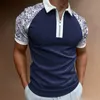 Herrpolos vintage sommar mode trend fitness casual enkla polo skjortor män blixtlås färg block sport lapptäcke topp man kläder 230717