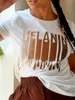 Kvinnors plus-storlek T-shirt LW Plus Size Woman kläder Summer Casual Round Neck Kort ärm Melanin Letter Print T-shirt 230718