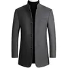 Męskie mieszanki wełniane jesienne zimowe męskie płaszcz wełniany bawełniany wełniany płaszcz o dużej wielkości swobodny długi płaszcz khaki trawe khaki 3xl HKD230718