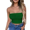 Women's Tanks 2023 Crop Top Women Casual Solid Color Sexy Strapless Short Mini Wrap Chest Fit Elastic Sleeve
