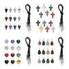 Pendant Necklaces 12pcs Geometric Healing Crystals Necklace Natural Semi-Precious Chakras Gemstones Amulet Lucky Coin Charm Protection