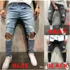 Designer GENOU TROUS Designer Hommes Jeans Long Pantalon Bleu Gris Noir Slim Fit Ripped Biker Jeans236J