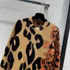 23 FW Women Sweaters Knits Designer Tops With Leopard Pattern Milan Runway Brand Designer Crop Top Shirt High End Cashmere Blend Elasticity Pullover Outwear Shirts