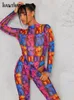 レディースツーピースパンツホーソー女性スプリングロングスリーブTシャツボディスーツロングパンツ2ピースの衣装マッチセットビジネスの卸売アイテム230717