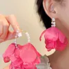 Dangle Earrings Classic Colorful Yarn Flower Petal Earring Imitated Pearl Circle For Women Trendy Jewellery Vintage Romantic Jewelry