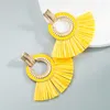 Kolczyki Dangle Bohemain Vintage Raffia Long Tassel Drop Kolej womem moda etniczna żółta fioletowa biżuteria hurtowa