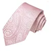 Noeuds papillon 2023 marque de mode pêche rose Paisley pour hommes fête de mariage cravate ensemble mouchoir boutons de manchette cadeau en gros salut-cravate