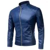 Vestes pour hommes printemps automne col montant veste en cuir hommes Slim mode manteau de haute qualité