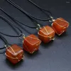 Pendant Necklaces Natural Red Agate Stone Square Shape Necklace For Wedding Party Birthday Gift Accessories Jewelry