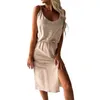 Casual Dresses V Neck Sexy Slim Fit Sleeveless Solid Color Halter Juniors Long Bridesmaid Dress Summer Work For Women