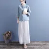 Etniska kläder cheongsam kvinnors plus size topps 2023 sommar bomullsblandning splittring broderi stativ krage kinesisk stil qipao skjortor kvinna