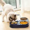 Ciotole per cani Alimentatori Altre forniture per animali domestici Ciotola per gatti da 500 ml Mangiatoia per cani Ciotola per cibo per gatti Con bottiglia d'acqua Bere automatico Doppia ciotola Ciotole per piatti in acciaio inossidabile per gatti x0