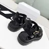 Triomphe Gladiator Chunky Sandals Fibbia regolabile Cinturino alla caviglia Vegetal Flats Shoes Platform designer di lusso Slides Factory Footwear