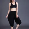 Kvinnor Pants Woman Modal Yoga beskuren bred elastisk midjeband Dance Performance Leg Bloomers