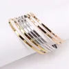 Bransoletka Bangle 3 mm szerokość powierzchni 70 mm 7PCS Kombinacja Trzy kolory damskie biżuteria ze stali nierdzewnej Hurtowa mycie LH1054 230717