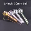 En gros 4 pouces coloré main fumer tuyau 30mm boule épaisse tube verre brûleur à mazout tuyaux tabac huile de cigarette ongles Pyrex verre tuyau prix le moins cher