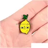 Spille Spille Spilla smaltata al limone per le donne Pianta Frutta Distintivo giallo Espressione divertente Spilla Abbigliamento Zaino Gioielli Gi Dhid7