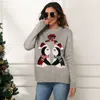 Kvinnors tröjor Kvinnor jul ful tröja Autumn Winter Women's Long Sleeve O-Neck Casual Sequin Jacquard Penguin Sticked Pullover Shirts L230718