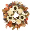 Dekorative Blumen, 45 cm, Herbst-Sonnenblumen- und Kürbis-Kranz, herbstliche weiße runde Kränze für Haustür-Halloween-Girlande