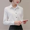 Blusas femininas fashion slim camisa de botão manga longa coreana roupa de trabalho formal casual versátil chiffon