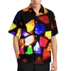 Chemises décontractées pour hommes Red Disco Ball Beach Shirt Rose Sequin Print Hawaiian Man Nouveauté Blouses À Manches Courtes Top Graphique Plus La Taille 4XL