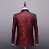 Chaqueta de traje informal de color rojo vino con cuello chal para Hombre
