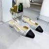 Slingback sandales épaisses semelle en cuir chunky bloc talons appartements bout rond haute qualité concepteurs de luxe pour femmes robe de mariée chaussures de soirée usine footwea