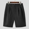 Mäns shorts Incerun 2023 Korean Style Men Striped Business All-Match Casual Fashionable Man Comfort Straight Split S-5XL